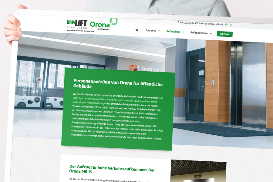 Die neue Website von NRW Lift (© Orths Medien GmbH)